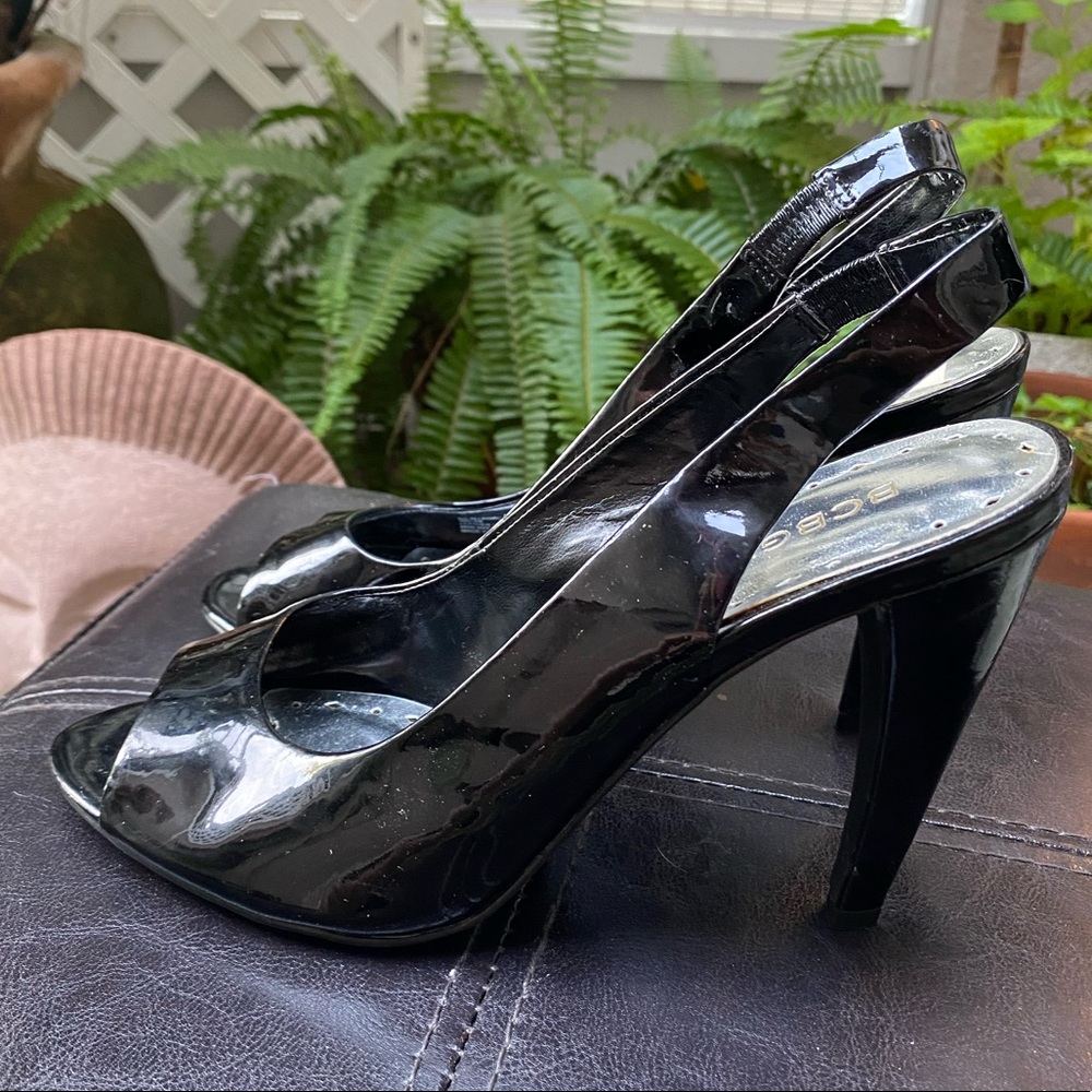 BCBGirls Black Slingback Peep Toe Heels Size 9 - Picture 4 of 12
